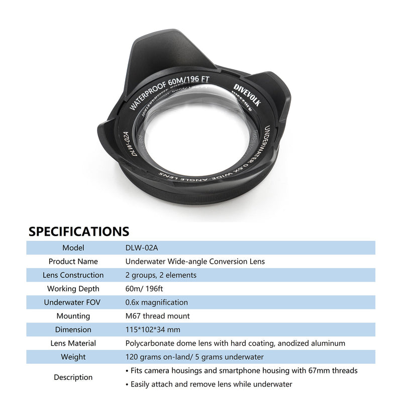 DIVEVOLK Underwater Wide-angle Conversion Lens X0.6