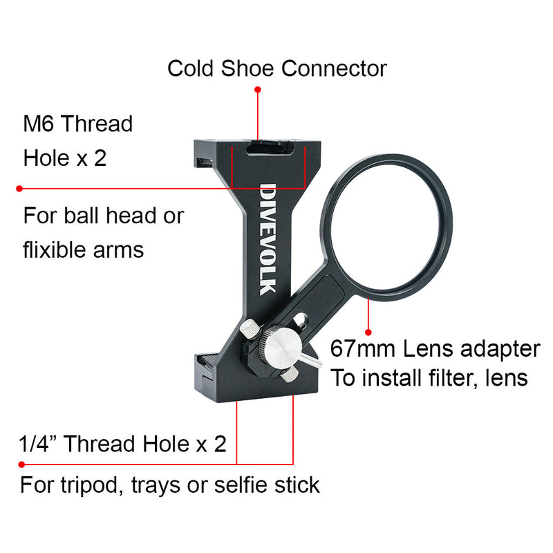 DIVEVOLK Expansion Clamp with 67mm adapters arm
