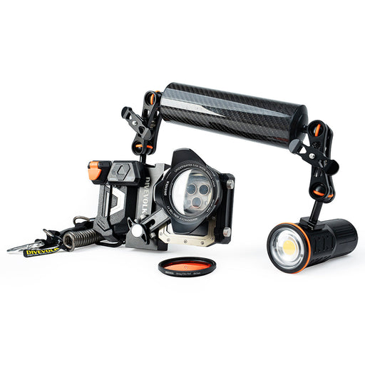 DIVEVOLK SeaTouch 4 MAX PLUS Underwater Housing Advanced Creator Kit including Float Arm and 5600 or 12000 Lumen dive light, dive housing, waterproof phone case