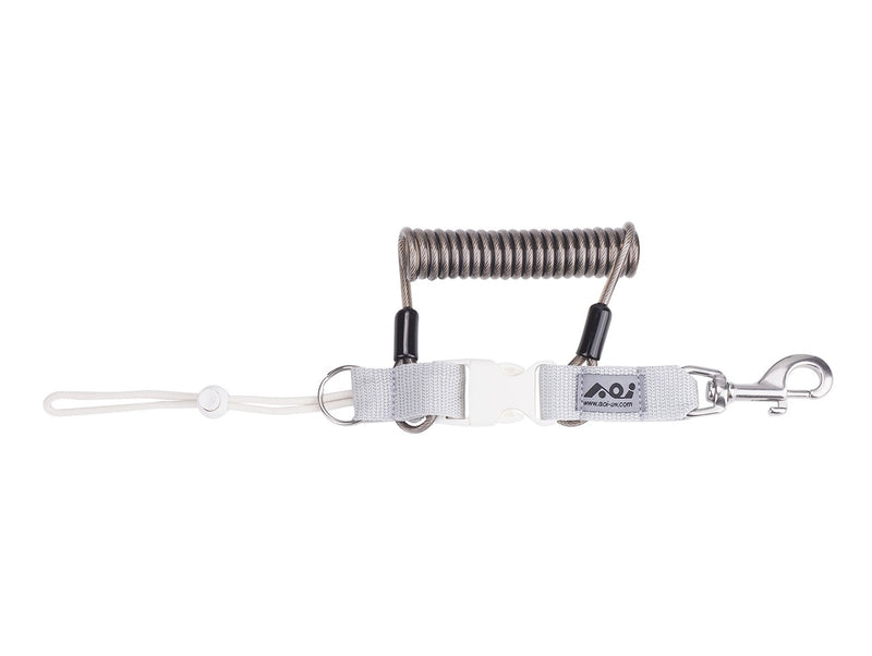 AOI Spring Coiled Lanyard with Quick Release Buckle and Swivel Eye Bolt Snap