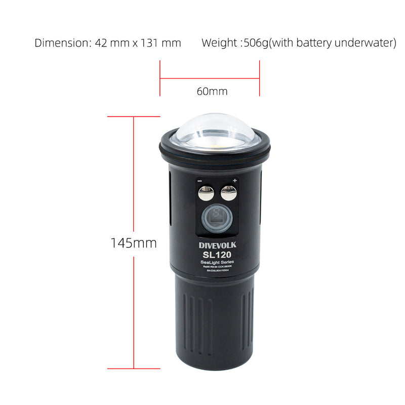 DIVEVOLK SL120 underwater video light 12000 lumens