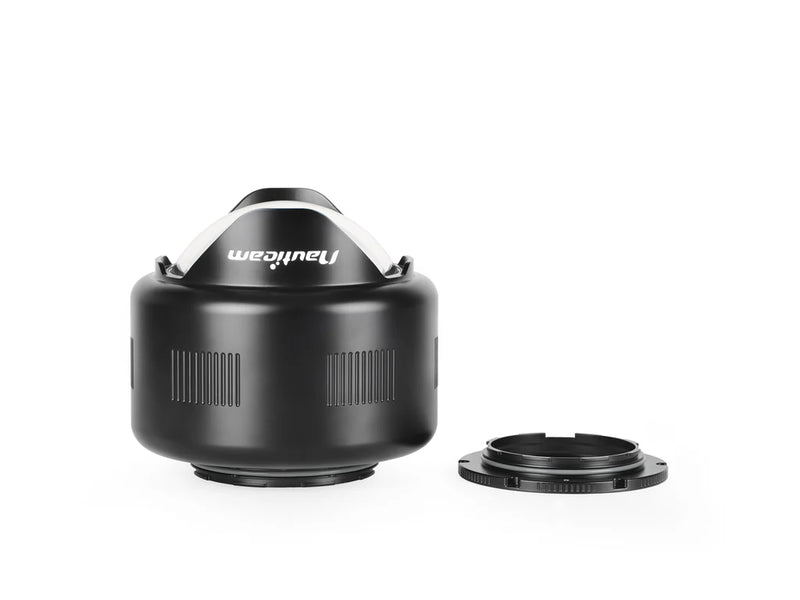 Nauticam N120/N100 0.36x Wide Angle Conversion Port with Integrated Float Collar and Interchangeable Port Mounting Ring - Deep version to 150 meters (WACP-1BD)
