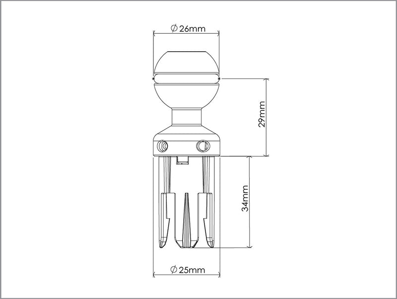 AOI Quick Release System -  11 Male Insert in Ball Mount - Black Color
